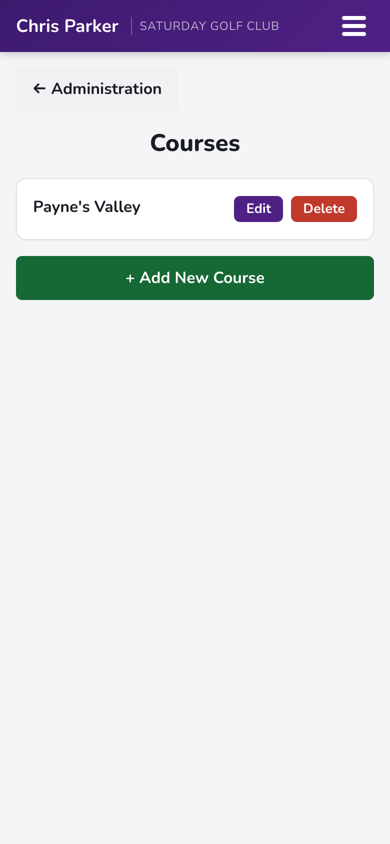 Courses list in admin