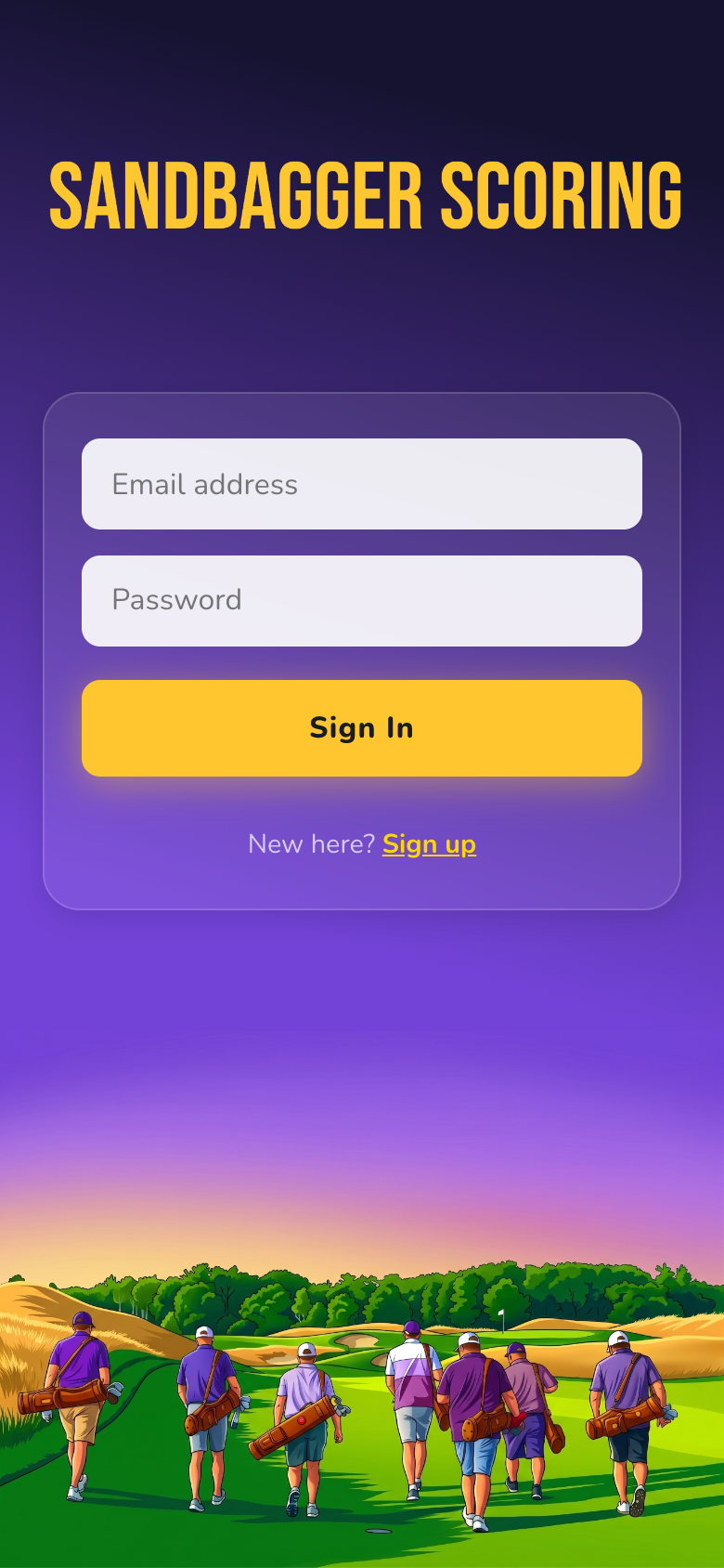 Sign in screen